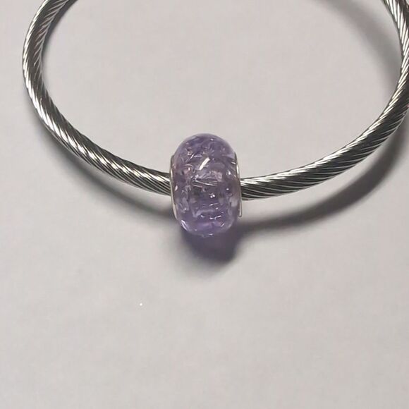Purple "Crushed Glass" Charm‎ for Pandora Style Bracelet - Picture 1 of 4